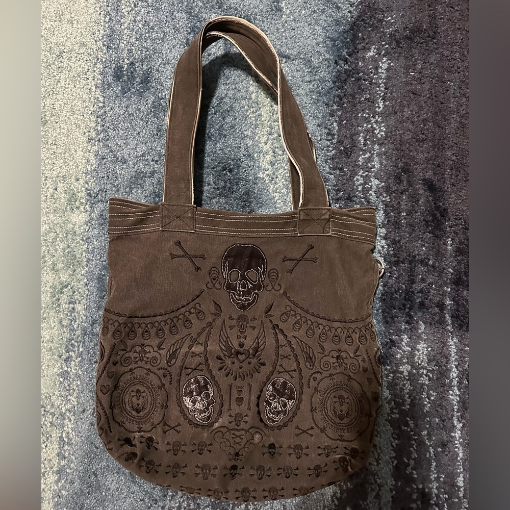 Rare Vintage Loungefly Paisley Skull Tote